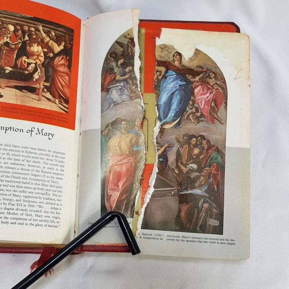 Vintage 1954 The Prayer Book Catholic Press Life of Christ Red Gilt Illustrated